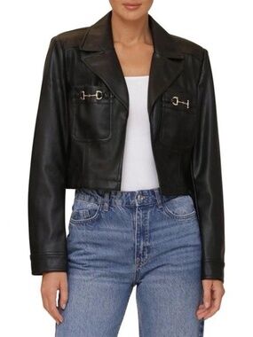 Bagatelle Collection Faux-Ever Leather Cropped Jacket - M